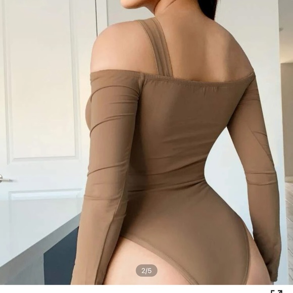 Shein Asymmetrical Brown Bodysuit - Picture 2 of 7